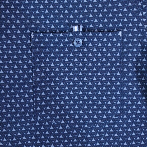 7 Diamonds Mens Large 4 Way Stretch Kyro Short Sleeve Shirt Geometric Triangle - Picture 8 of 16